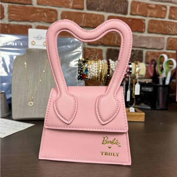 NEW Barbie X Truly Light Pink Mini Bag Heart Shaped Handle & Crossbody - Picture 3 of 3